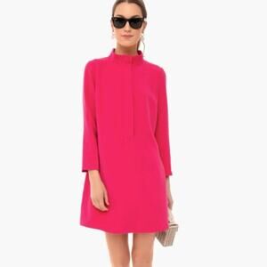 Tuckernuck Fuchsia Stretch Crepe Avery Mini Dress 3/4 Sleeves Neon Pink Vibrant